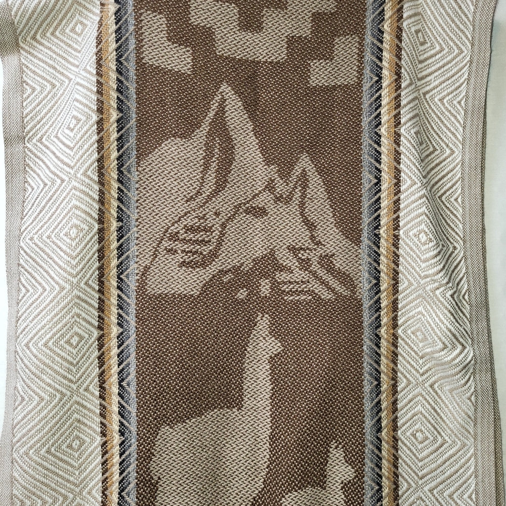 Pedsa Alpaca Wool‎ Scarf Made In Peru Alpaca Mountains Brown Blue